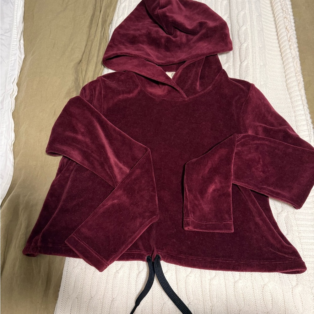 Velvet Burgundy Hooded Sweater